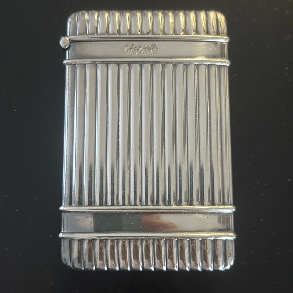 Christofle Paris 925 Sterling Silver vintage ribbed solid card holder